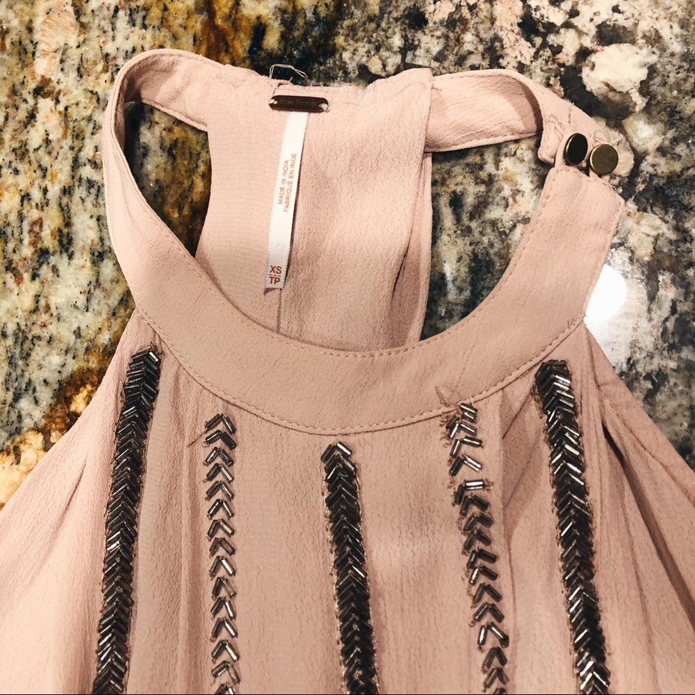Light Pink Beaded Free People Tank - Picture 3 of 4